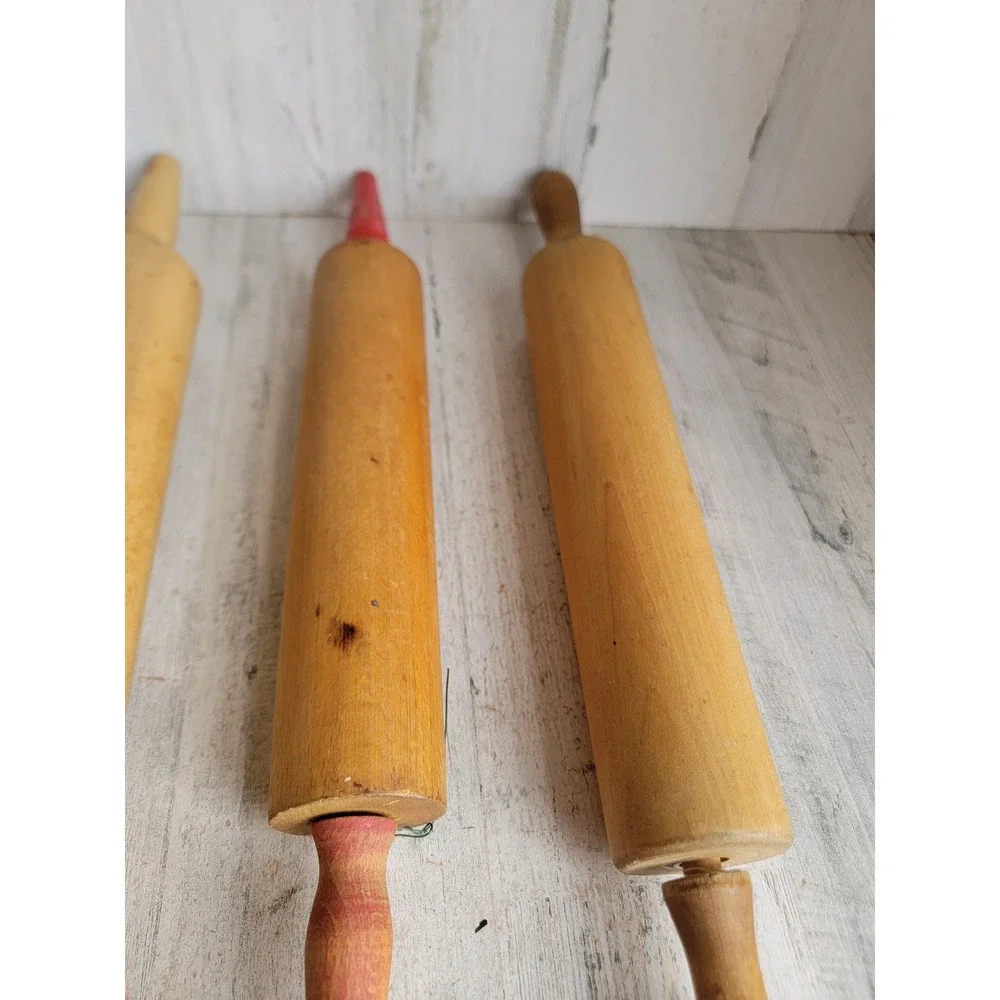 Vintage baking‎ wooden rolling pin accessory kitchen set home decor